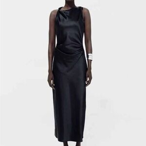 Zara Black Satin Maxi Dress